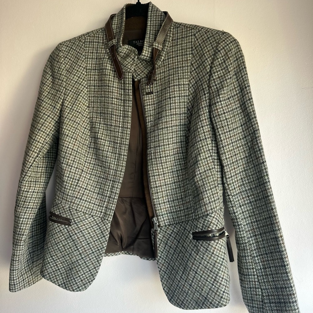Talbots Checkered Blazer in Gray and Brown